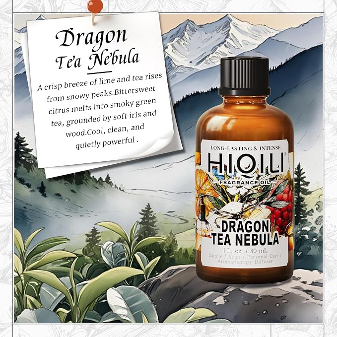 HIQILI Dragon Tea Nebula Fragrance Oil for DIY, Hotel Scents for Essential Oil Diffuser, A Clean Yulong Tea Aroma - 1.0 Fl Oz(Pack of 1)