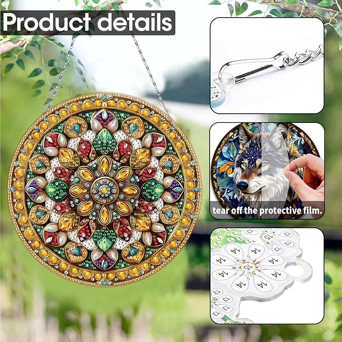 SKRYUIE Flower Hanging Pearl Diamond Art Kits for Adults Suncatcher A20