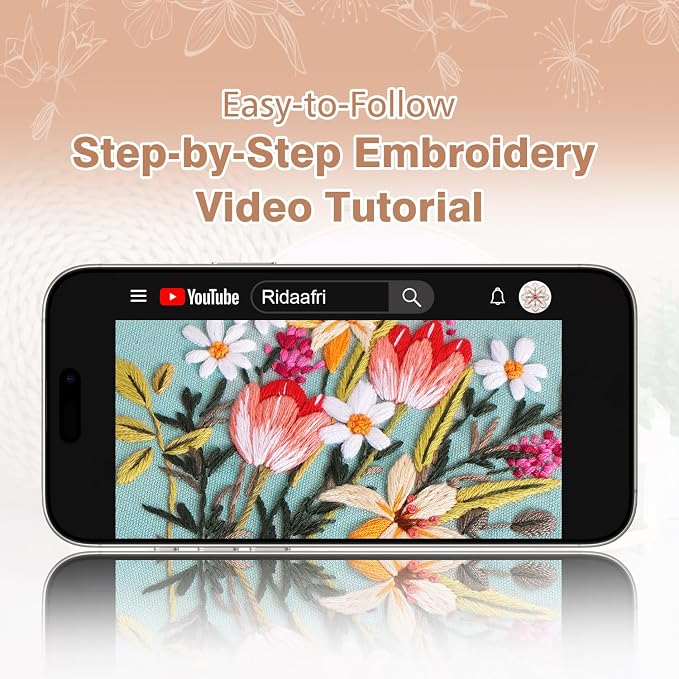 RidaaFri 3 Pack Embroidery Kit for Beginners, Flower DIY Adults Starter Kit | Easy to Learn Floral Embroidery Patterns Hand Practice Set with Video Instructions Hoop Needles Floss, Gift for Craft Lover