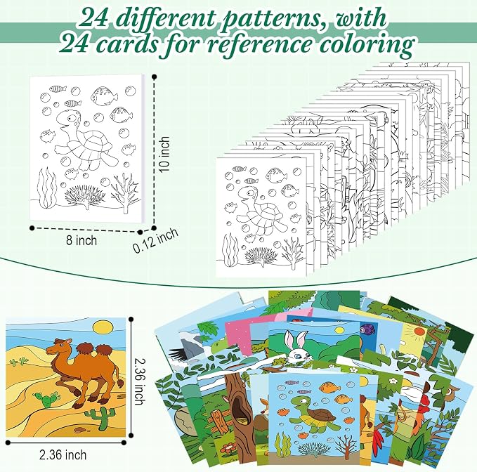 Sherr 24 Pcs Pre Drawn Canvas for Adult, Animal, 8 x 10 Inch