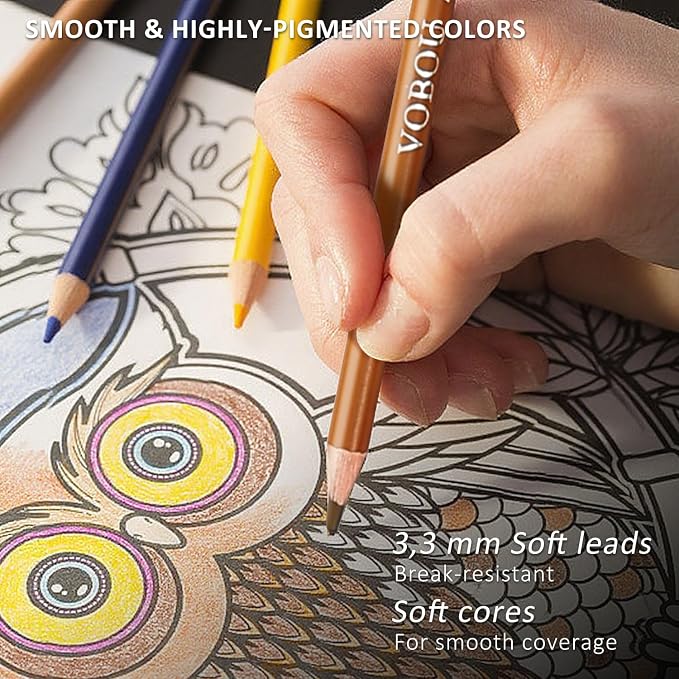 Vobou 72 Colors Artist Colored Pencils Set for Adult Coloring Books, Soft Core Coloring Pencils, Professional Numbered Drawing Pens for Layering Shading Blending, Gift Tin Box for Beginners