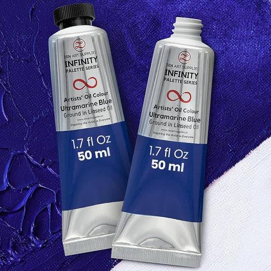 ZenART Professional Oil Paint Set - Artist Grade Ultramarine Blue - 2x50ml | Non-Toxic, Buttery Consistency, Rich Pigment, Lightfast Oil Paints for Primed Surface Canvas, Fine Art, Portraits & Landscape