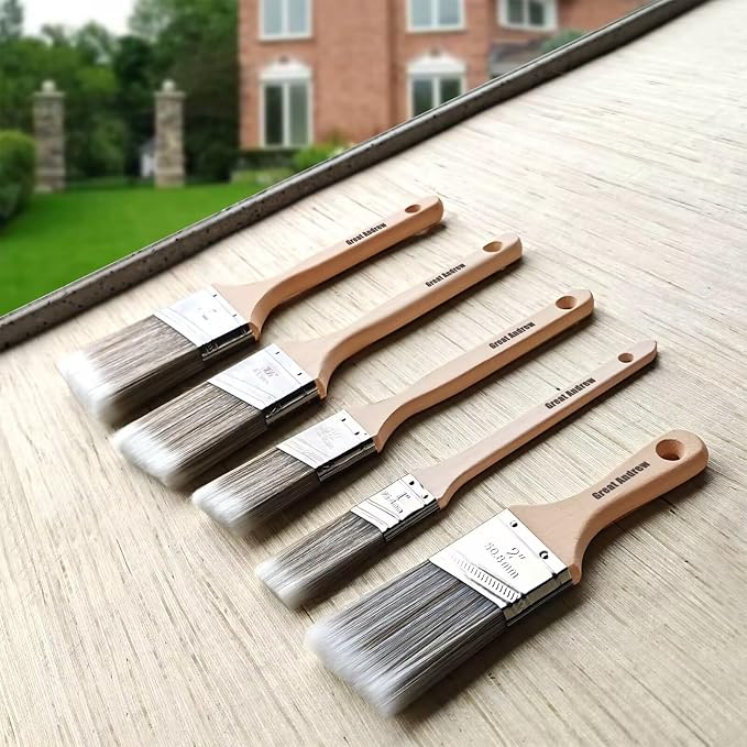 Great Andrew 10 Pack Paint Brushes Bulk 1" 1.5" 2" 2.5" 3" Angled