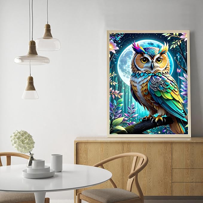 Ycydilirab Owl Diamond Art Kits for Adults- 5D Diamond Painting for Adults Owls, DIY Gem Painting Perfect for Gifts and Home Wall Decor 12x16inch