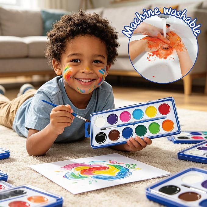 30 Pack Watercolor Paint Set Bulk – 12 Colors Washable Watercolor Paints with Brushes for Kids & Adults | Watercolor, Watercolor Paint, Water Color Paint Sets for Kids, Watercolors, Water Paint Set, Acuarelas, Kid Watercolor Paint Set, Watercolor Sets ...