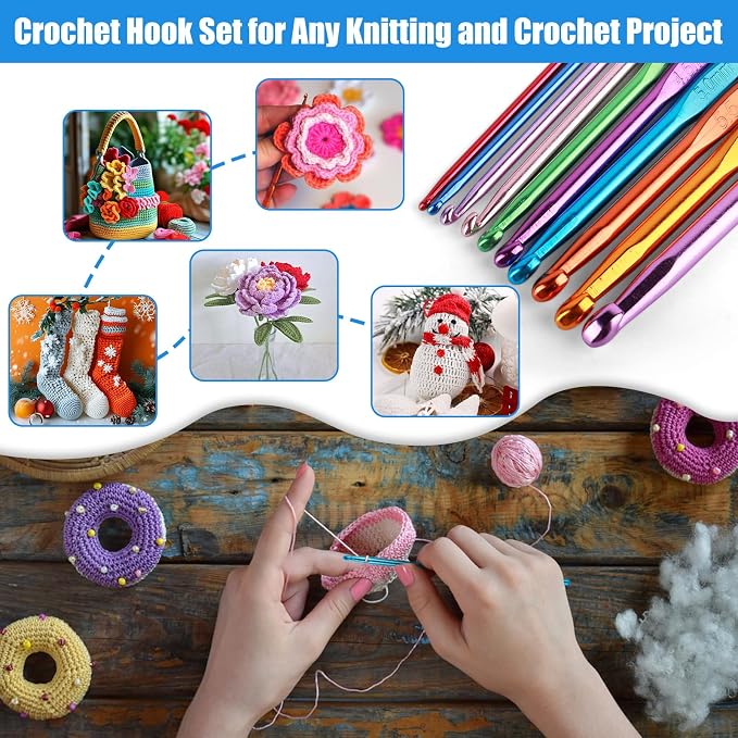 MECHEER Crochet Hooks Set, 54 Pack Crochet Needles Set Crochet Kits for Beginners, Ergonomic Crochet Hooks Kit with Storage Case, Knitting Needles, Hand Craft Knitting Accessories for Crocheters