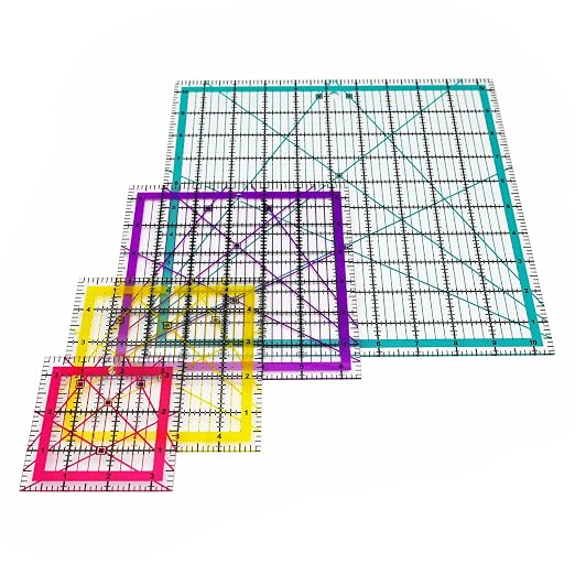 Quilting Rulers,Sewing Ruler,4 Piece Acrylic Square Quilting Templates,Clear Precision Ruler for Quilting Sewing,Tools Supplies Accessories Multcolor(3.5"x3.5" 5"x5" 6.5"x6.5" 10.5"x10.5")