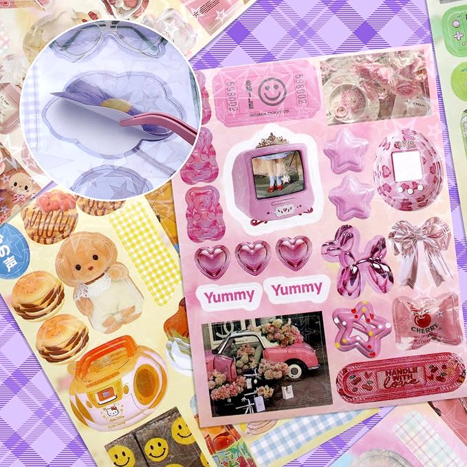 Tmtains 32 Sheets Japanese Manga Style Sticker Book 500+Pcs Heisei Retro Romantic Memory Series Manga Books Style Korean Sticker Aesthetic Japanese Stickers Book for Adults Valentine Gift (Time Ferry)