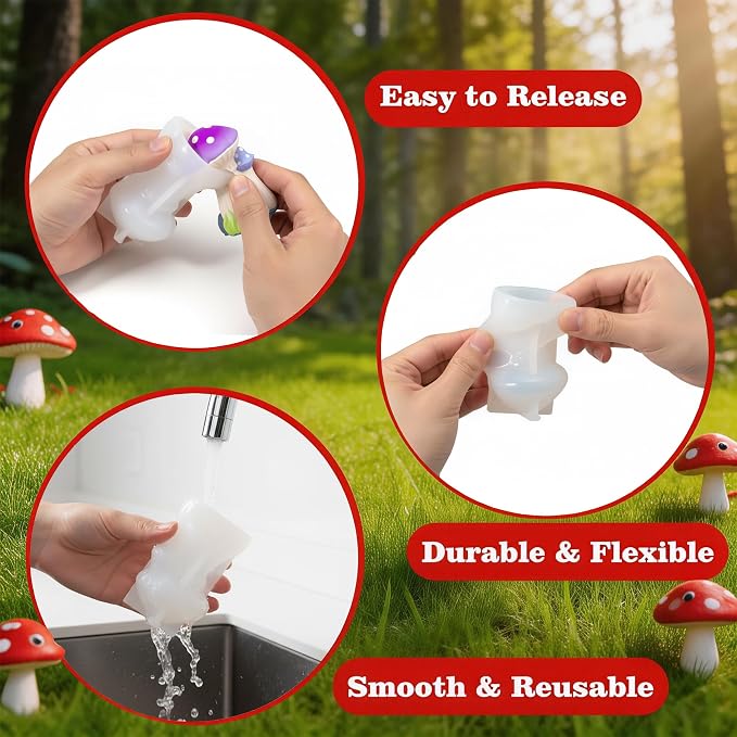 4Pcs Mini Mushroom Epoxy Resin Molds, Fairy Gardens Silicone Molds