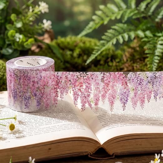 Floral Washi Tape 3 Rolls Set Self-Adhesive PET Flower Stickers Decorative Rose Vine Tape for Journaling Scrapbook Crafts Gift Wrapping