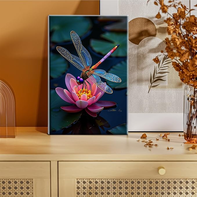 YOYA Framed Paint by Numbers Kit for Adults, Dragonfly, 8x12 Inch