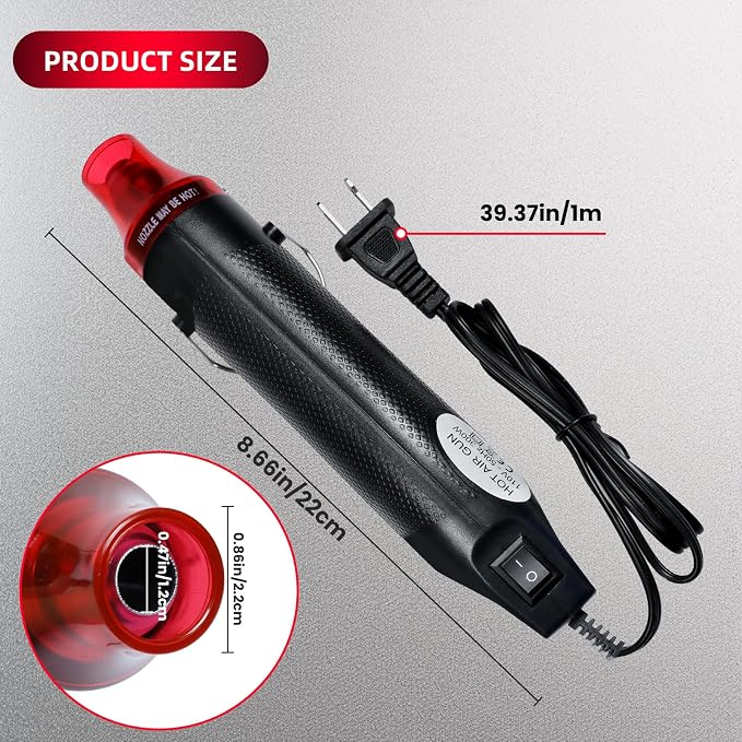 Heat Gun For Crafting, Mini Hot Air Gun For DIY Crafts,Heating Gun,Portable Heat-Gun Tool For Embossing Shrink Wrapping Drying Paint (Black)
