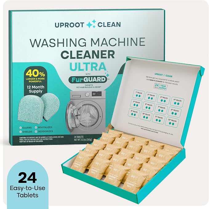 Uproot Clean Washing Machine Cleaning Tablets Ultra 40% Stronger, 24 Pack