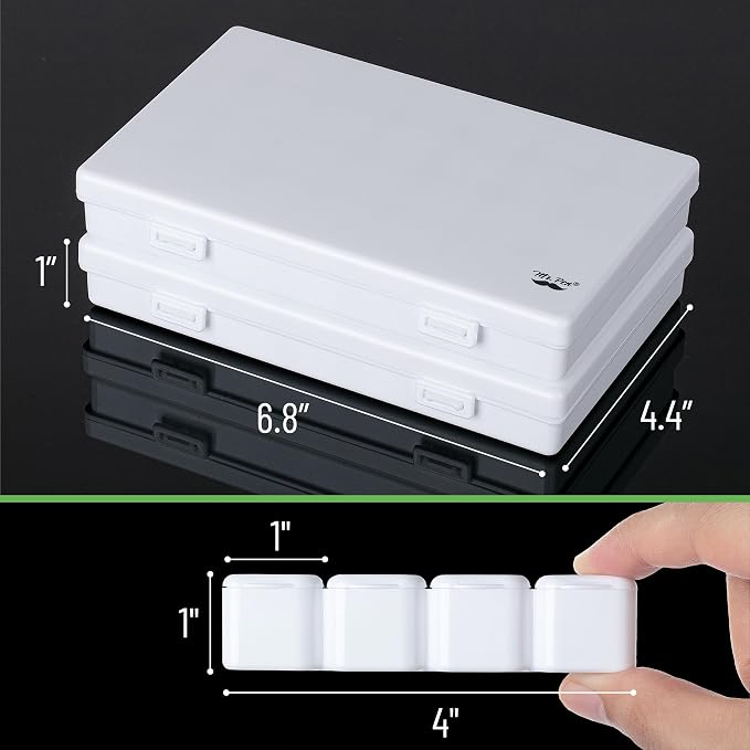 Mr. Pen- Bead Storage Containers, 28 Grids, 2 Pack, White | 160 pcs Label Stickers, Transparent, Small Bead Organizer Box, Diamond Art, Diamond Painting Organizer