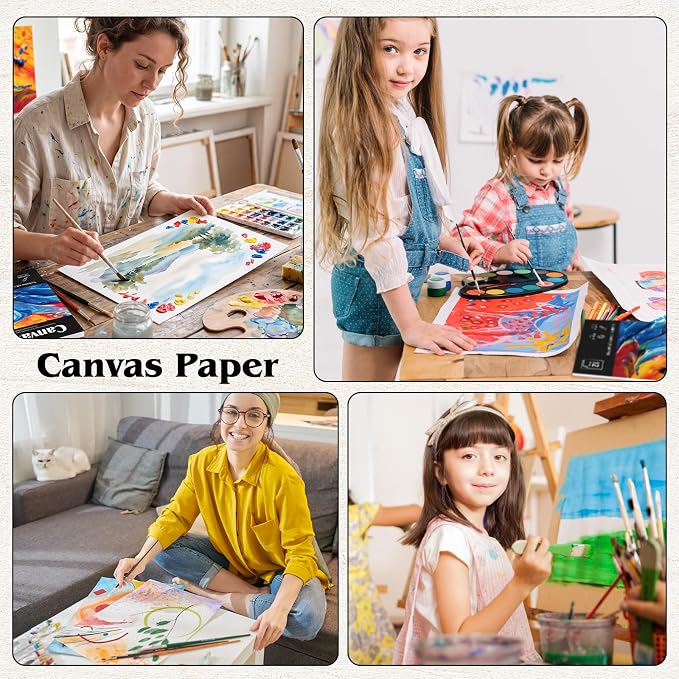 12 Sheets Canvas Paper Pad 12 x 16 in, 350 GSM, Glue Bound | Canvas-Textured Paper; Single-Sided Glue Binding; for Acrylic, Oil, Gouache & Markers; Portable for Studio Or Travel