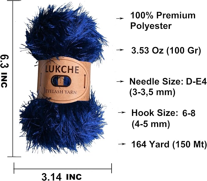 Eyelash Fun Fur Yarn Premium 100% Polyester 164 Yds (150 Mt), 3.53 Oz (100 Gr) Colorful Crochet Yarn Dıy Hand Knitting (Navy Blue)