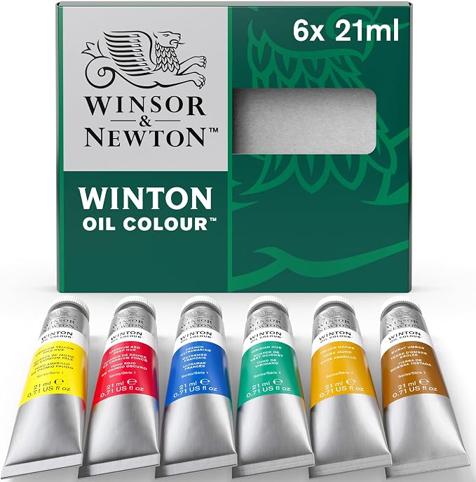 Winsor & Newton Winton Oil Color Paint, Intro Set, 6 x 21ml Tubes, Multicolor, 0.73 Fl Oz (Pack of 6) | Artist pigments, Durable, Lightfast, Permanent, Uniform Consistency, Great Pigment Load