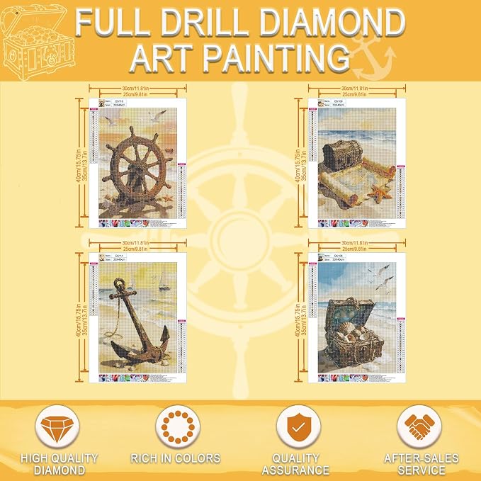 DOTSOPS 5D Treasure Map Diamond Painting Kits for Adults Diamond Art Kits | Crafts DIY Round Full Drill Painting,Gem Art for Beginner,Home Wall Decor Gift 11.8 x 15.7 Inches