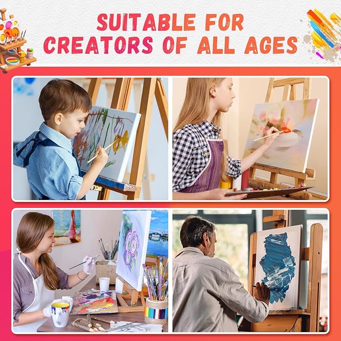 FIXSMITH Stretched Canvas for Painting- 8x10 Inch,Bulk Pack of 8,Primed,100% Cotton,5/8 Inch Profile of Super Value Pack for Acrylics,Oils & Other Painting Media