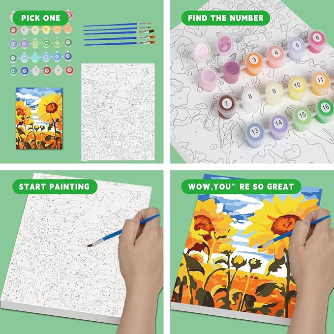 Wings Giant Paint by Numbers Kit for Kids, Flower Crafts and Fun, Acrylic Paint Set, Canvas Painting Kit, Include Framed Pre-Drawn Canvas, Color by Numbers