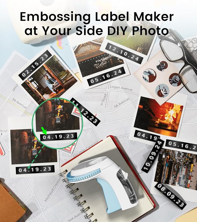 Embossing Label Maker Vintage Manual with 3 Rolls 3D Label Tapes