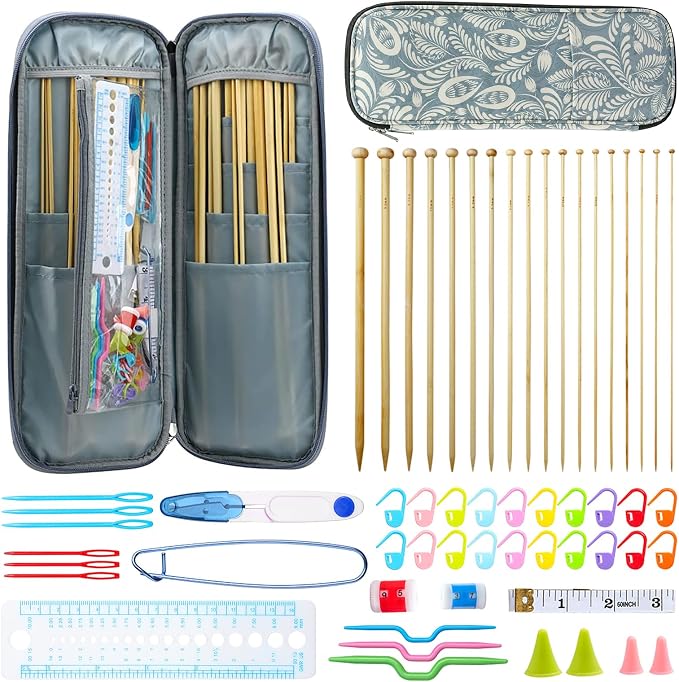 Professional Knitting Tools Pack, Included 36 Pcs Knitting Needles and Accessories and Portable Case, Durable and Beautiful Knitting DIY Kit for Any Project