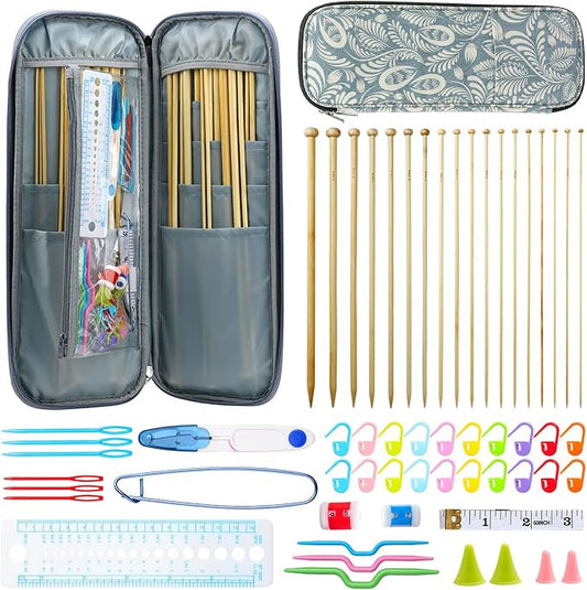 Professional Knitting Tools Pack, Included 36 Pcs Knitting Needles and Accessories and Portable Case, Durable and Beautiful Knitting DIY Kit for Any Project