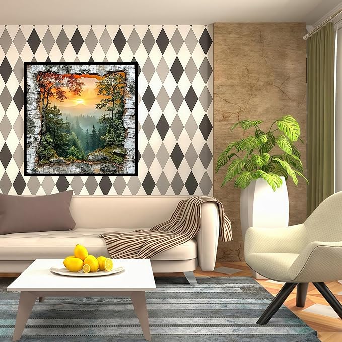 5D Forest Landscape Diamond Art kits for Adults Beginners 13.7x 13.7 Inch | Diamond Painting Kit DIY Full Round Drill Paint by Diamonds Dot Gem Art for Adult, Home Wall Decor