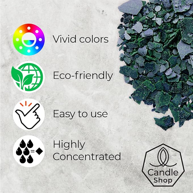 Green Candle Dye 2oz for Soy Candle Making – Concentrated Wax Color Chips | Highly Concentrated Candle Wax Dyes – Candle Shop Premium Color Dye Chips for Soy Wax, Beeswax, Paraffin