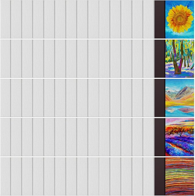 Nezyo 75 Pieces Magnetic Painting Canvas Panel Mini Canvas Boards Mini Canvases Tile Art for Painting Magnetic Fridge Locker Art Paints Crafts DIY Kit(Square,2 1/5 x 3 in)