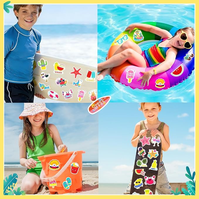 300Pcs Summer Stickers for Kids, Hawaiian Beach Stickers, Tropical Stickers