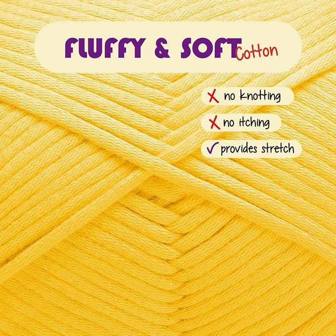 Soft Yarn for Crocheting – Crochet & Knitting Yarn, Beginner with Easy-to-See Stitches, 12 x 50g - 1200 Yards Amigurumi Yarns, Cotton-Nylon Blend Tshirt Yarns for Crocheting, Worsted Weight 4