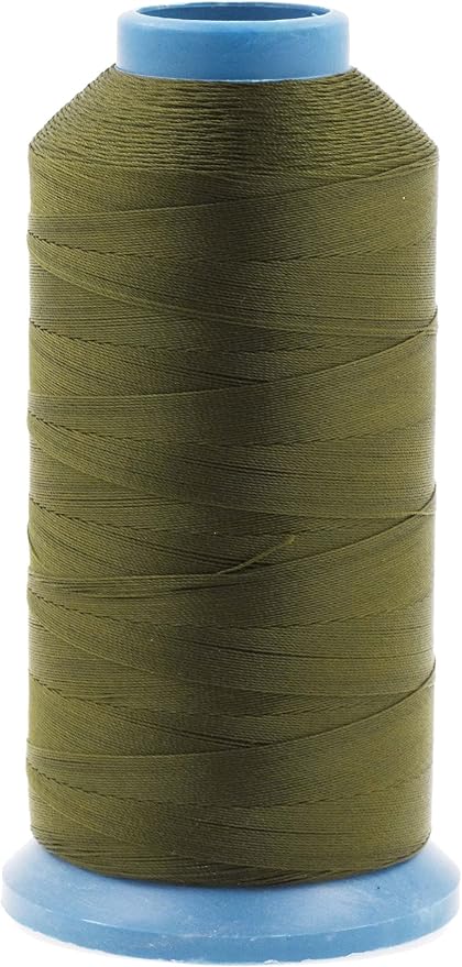 Mandala Crafts Size 69 210D T70 Olive Green Bonded Nylon Thread, 1500 YDs