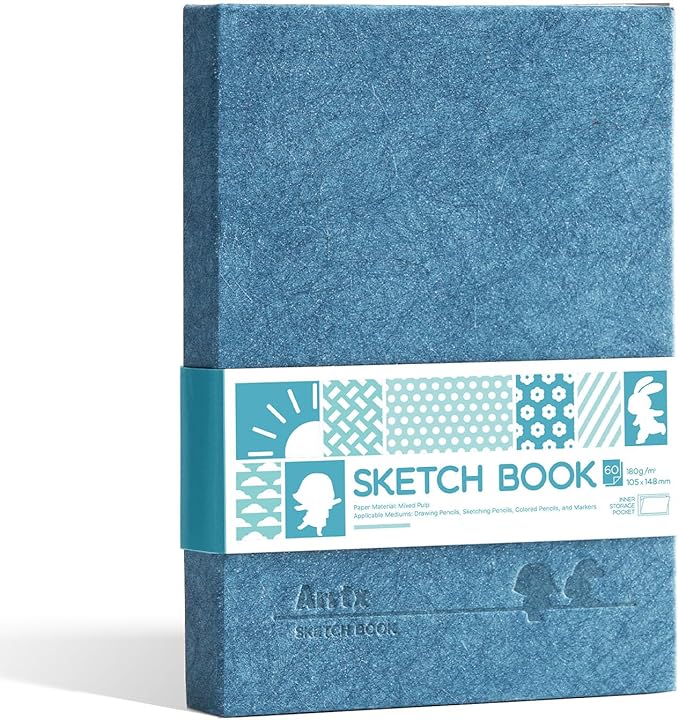 Arrtx Premium A6 Sketchbook, 60 Sheets, 5.8 x 4.1 Inches