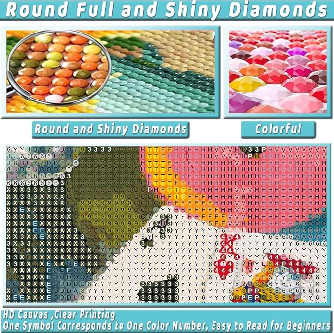 Pink Poker Diamond Art Kits for Adults Diamond Painting Kit for Beginner | 5D DIY Funny Cute Vintage Diamond Dots Full Drill Crafts for Gem Art Dot Art for Adults Home Wall Decor for Teens 12x16 in