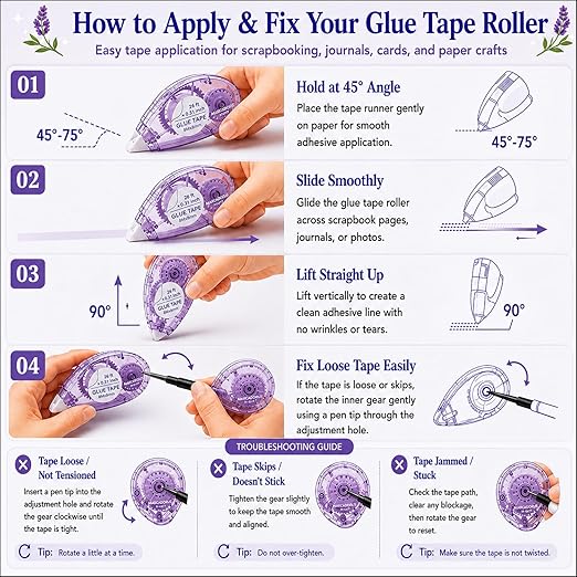 MARCADORUS Glue Tape for Scrapbooking, Double Sided Tape Roller 106Ft Total | 4-Pack_26Ft x 0.31In Tape Runner, Adhesive for Photos, Card Making, Paper Crafts, School, Journaling & Scrapbooking Supplies
