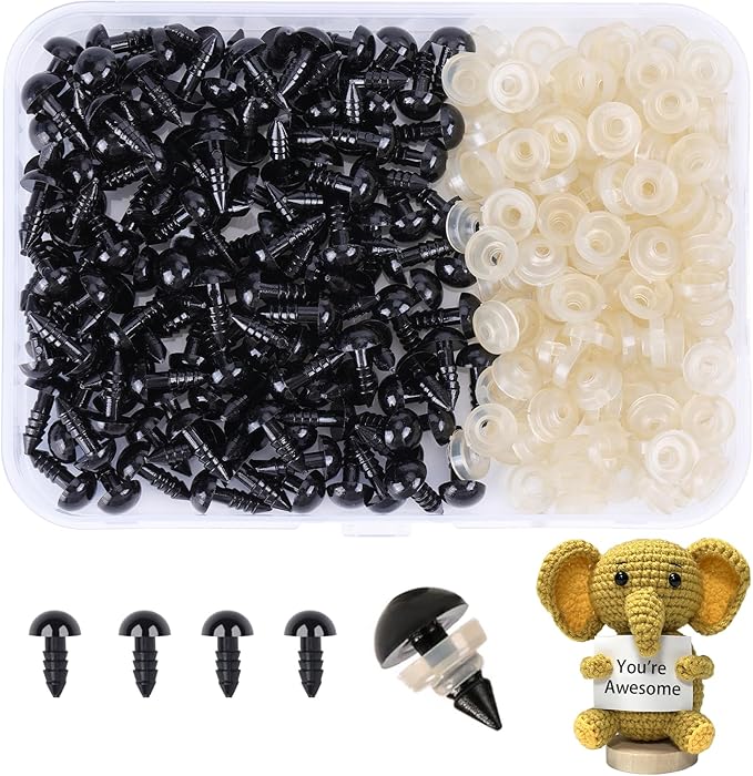 XKDOUS 8mm Safety Eyes, 280pcs Crochet Eyes for Amigurumi | Safety Eyes for Crocheting，Stuffed Animal Doll Eyes for DIY Crafts