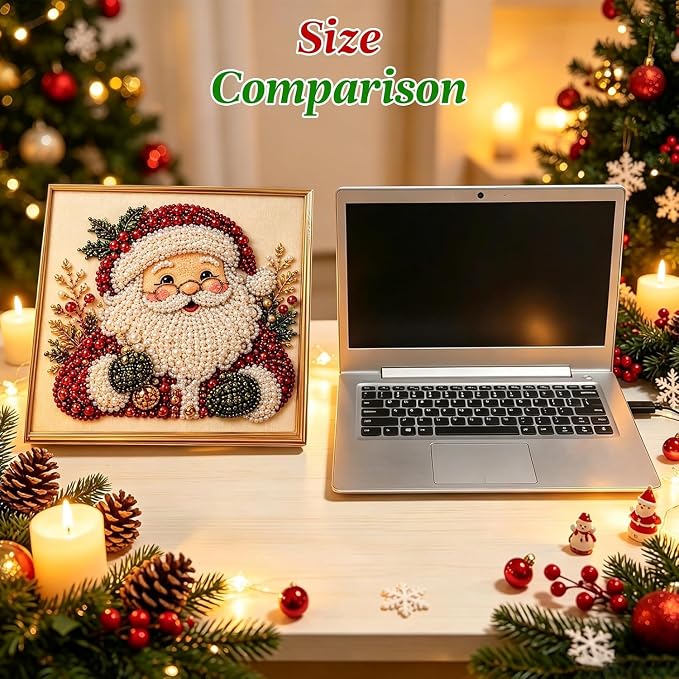 Irsnianianfa DIY Christmas Pearl Diamond Art Painting Kit with Frame,11.8x11.8in 3D Christmas Pearl Beads Art Craft for Adults Beginner,Holiday Christmas Wall Decor,Healing Stress-Relieving(A03)