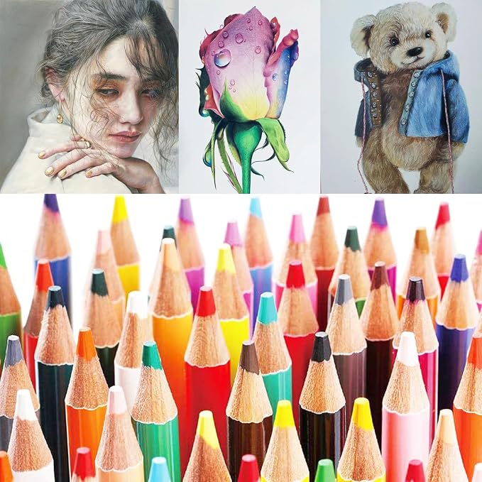 Heshengping 48 Color Colored Pencils Set for Coloring Books with 3-color Sketchbook coloring book Drawing kit Art Supplies with Roll up Canvas Case for Adults Beginners Teens