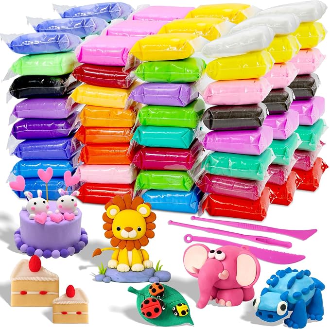 MuseLuxe Air Dry Clay - 96 Pack Modeling Clay Kit | Sculpting Tools,Safe & Non-Toxic,DIY Magic Toys Gifts for Boys,Girls,Kids - 32 Colors
