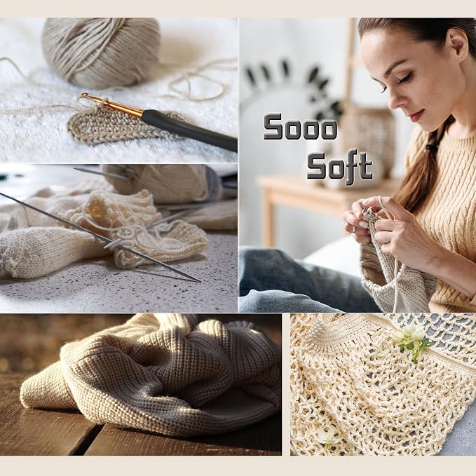 Seremel 4-Ply Acrylic Soft Yarn, 2 Skeins Crochet Yarn(Light Coffee)
