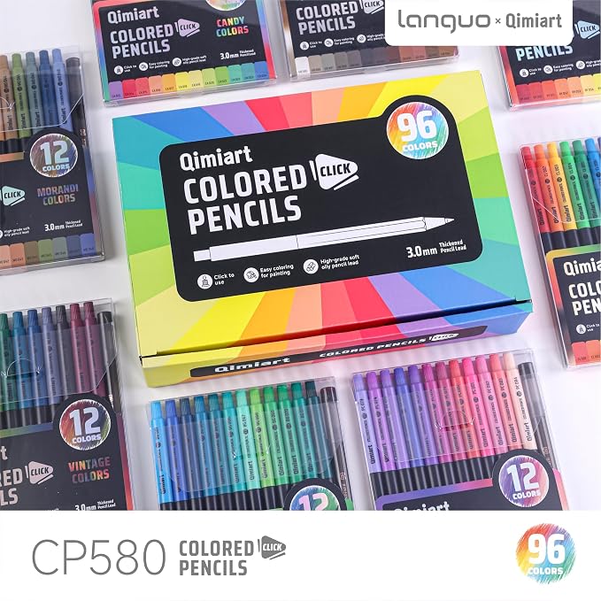 languo 96 Colors Mechanical Colored Pencils Set, 3.0mm Oil Based Core