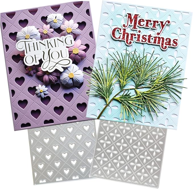 Cutting Dies 3D Metal Stencils Scrapbooking Tools DIY Craft Carbon Steel Embossing Template for Paper Card Making Album Arts Supplies (Four-Leaf Droplet & Heart Frame-14.5x11.2cm)