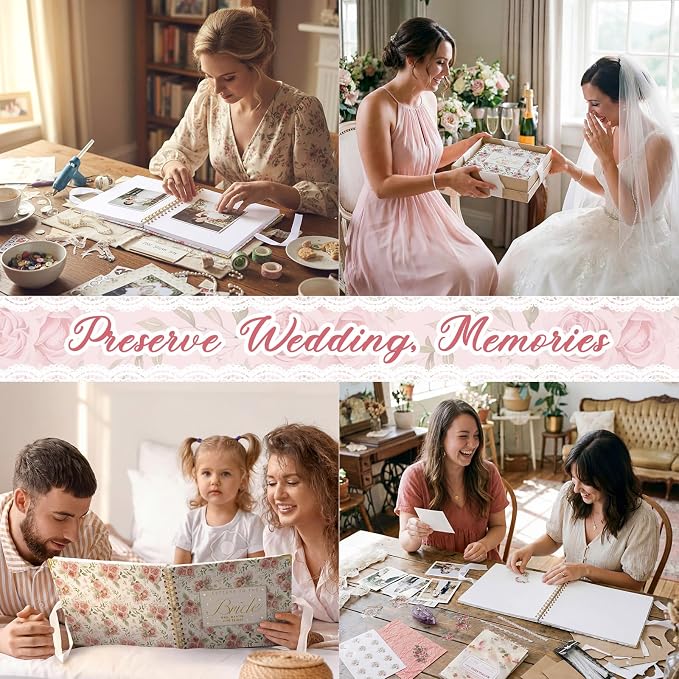 Humyoun Letters to Bride Scrapbook,10.5 X 8.25 Inch,Rose Style,Pink