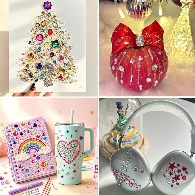 3502PCS Self-Adhesive Rhinestone Gem Stickers, Bling Heart & Mixed Shapes for Crafts, Scrapbooking, DIY Gift Making, Kids Craft Supplies