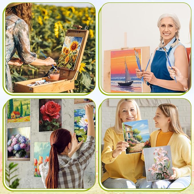 Blosssound 24 Pack Flower Scenery Pre Drawn Canvas to Paint Panels