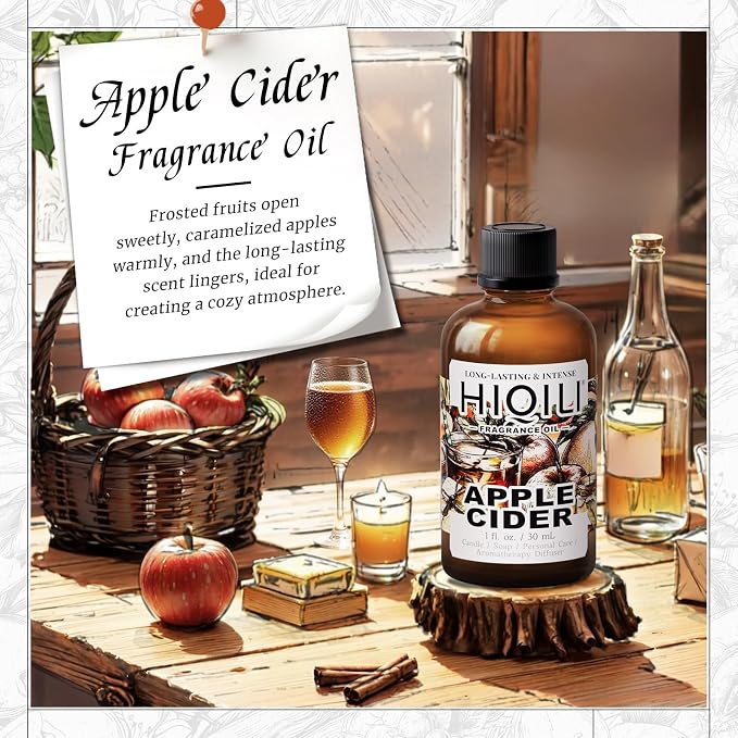 HIQILI Apple Cider Fragrance Oil for Diffuser, Candle & Soap Making