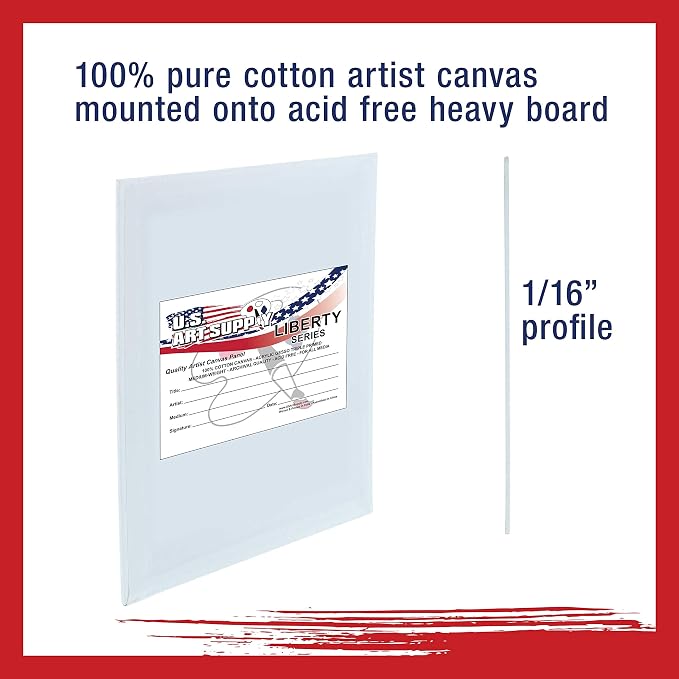 U.S. Art Supply 8 X 10 Inch Art Canvas Board Panels 48 Pack - 8 Ounce | Heavyweight Cotton Acid Free Canvases for Painting Acrylics and Watercolor (1 Case of 48 Single Canvas Painting Panels)