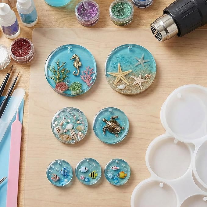 3 Pcs Circle Silicone Molds, 25 Cavity Round Resin Molds, Drilled Circle Molds for DIY Earrings, Keychains, Pendants, Pet Tags