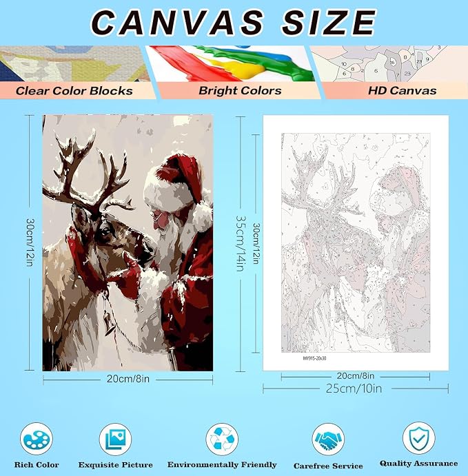 6 Pack Christmas Paint by Numbers for Adults Beginners-8” W x 12”L